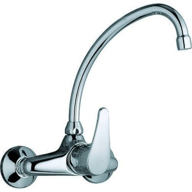 Monomando Fregadero Pared Caño Tubo ECO-TRES Cromo TRES