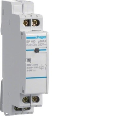 Telerruptor Electrónico HAGER EP400 1NA 16A (Multitensión 8-24V)