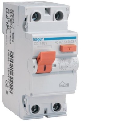 Interruptor diferencial 2P 30mA Tipo AC 40A