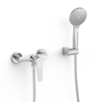 Monomando Mural Ducha FLAT ESSENTIAL Soporte Orientable Cromo TRES