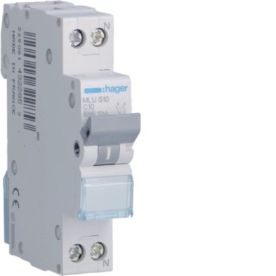 Interruptor automático magnetotérmico MLU 1P+N curva C 6kA Hager