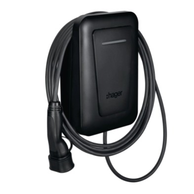 Punto de Carga para Vehículo Eléctrico Hager Witty One Trifásico 11kW con Cable Tipo 2 de 6,5m