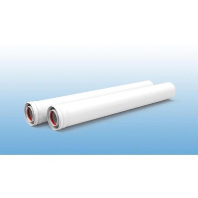 Tubo coaxial de aluminio FIG 60/100 x 500 mm macho-hembra blanco para calderas y calentadores estancos