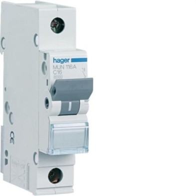 Interruptor automático magnetotérmico MUN 1P curva C 6kA Hager