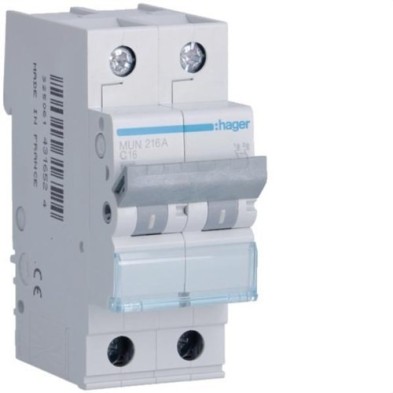 Interruptor automático magnetotérmico MUN 2P curva C 6kA Hager