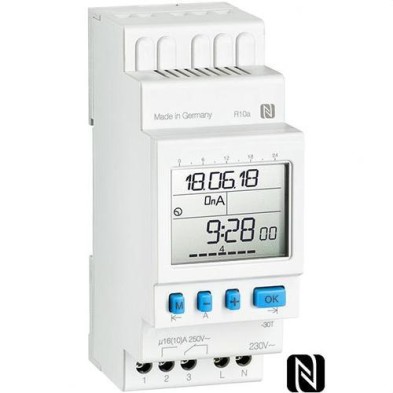 Interruptor horario digital modular semanal, 2 canales, programable por NFC